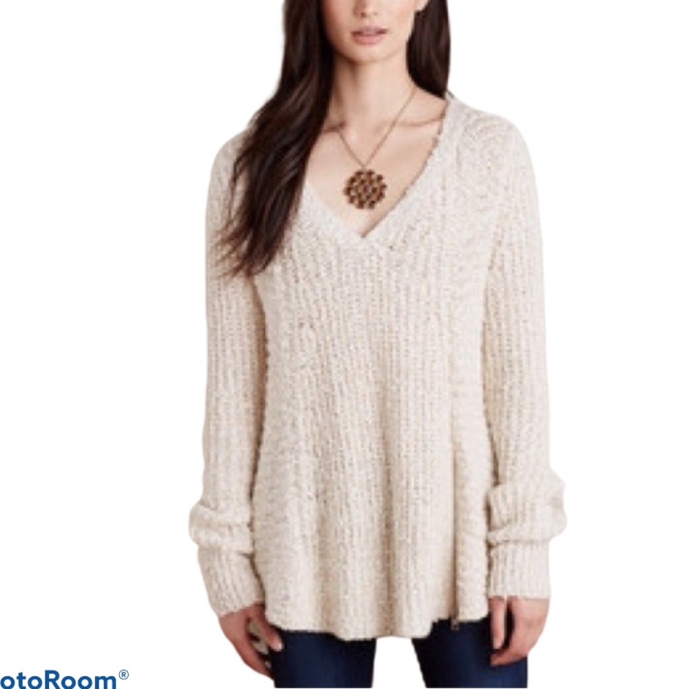 Moth Anthropologie Knit Sweater Side Zip Cream S